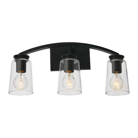Hello Honey® Robert Stevenson Lighting Laguna Metal & Clear Glass 3-Light Vanity